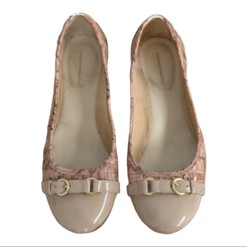 Solesensability Cork Shoes w/ Cream patent Toe 7.5